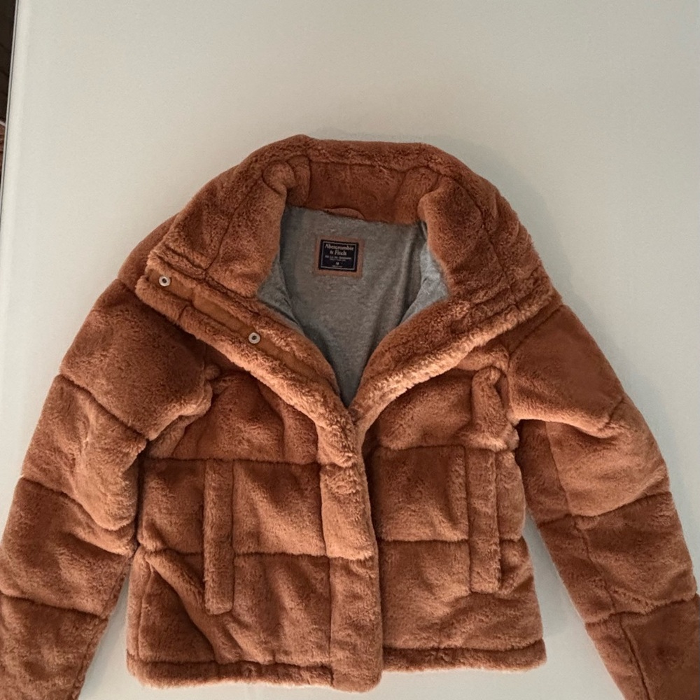 Abercrombie faux fur mini puffer jacket, Medium